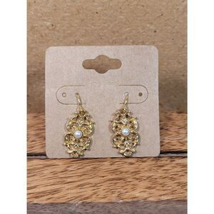 (3 for $15) JoMa Goldtone Filigree Dangle Earrings with Faux Pearls- NEW
